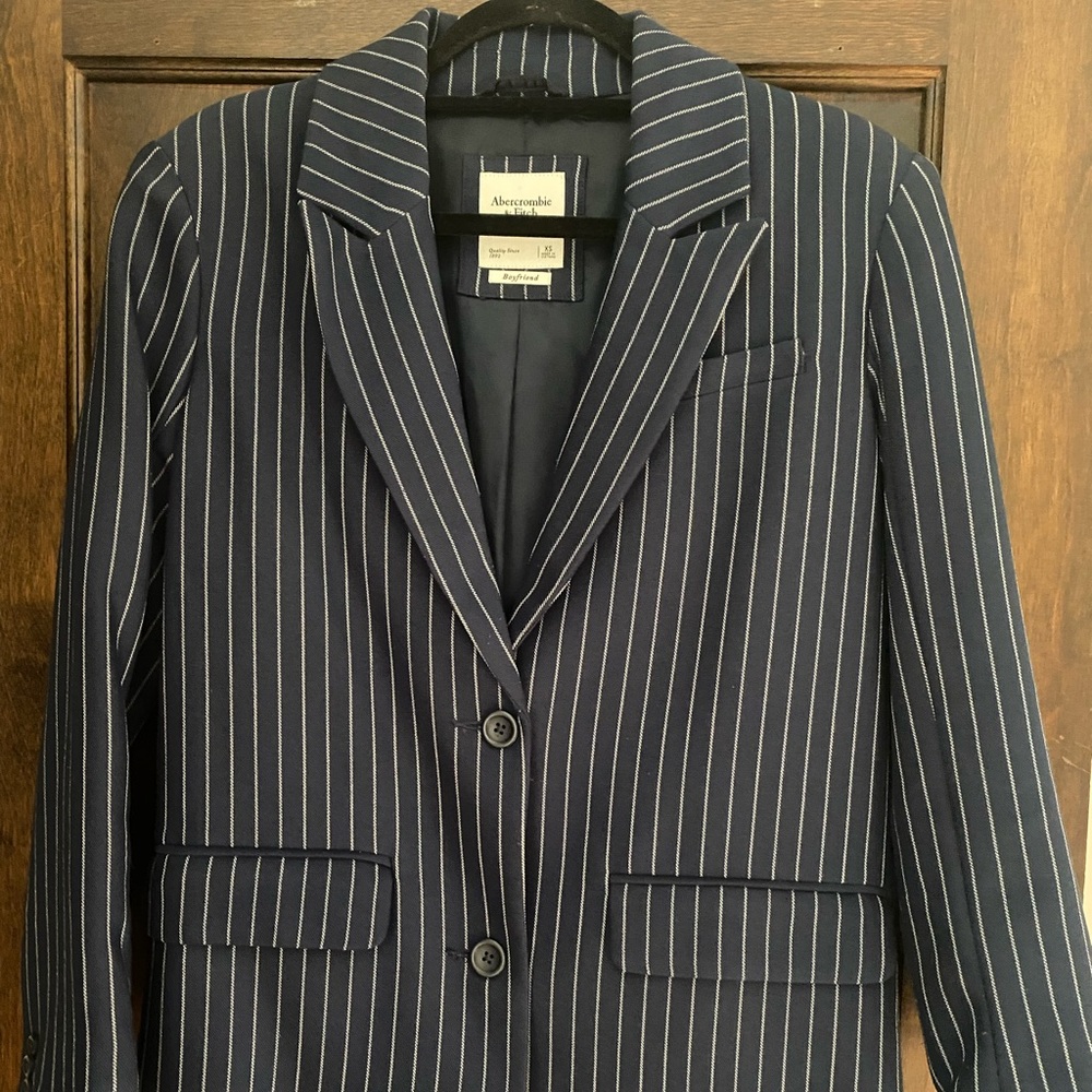Abercrombie & Fitch Navy Stripe Boyfriend Blazer